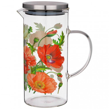 Кувшин &quot;МАКИ&quot; 1400мл. жаропрочное боросиликатное стекло — Posudio