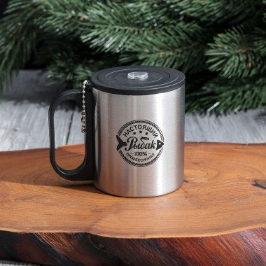 Термокружка с компасом "Настоящий рыбак" 200мл. &mdash; Posudio