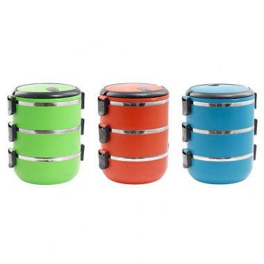 Ланч-бокс "Доляна", 1.5 л, 3 тарелки, сохраняет тепло 3 ч, 16 х 19 см, микс &mdash; Posudio