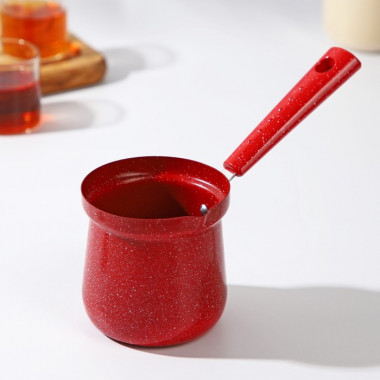 Турка Доляна «Мрамор рэд», 400 мл, d=8 см, антипригарное покрытие, индукция, цвет красный &mdash; Posudio