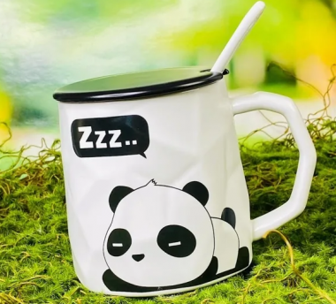 Кружка 420мл с крышкой и ложкой в под.уп.(х36)Фарфор 315-041 — Posudio