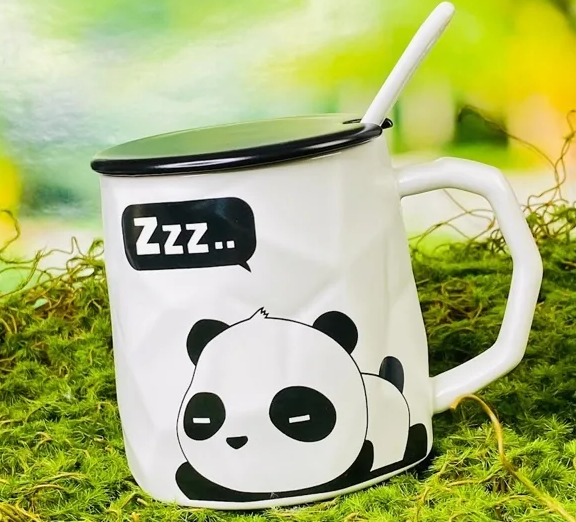 Кружка 420мл с крышкой и ложкой в под.уп.(х36)Фарфор 315-041 фото 1 — Posudio