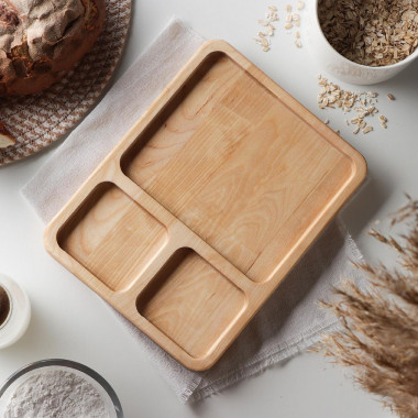 Менажница квадратная, береза 3секций — Posudio