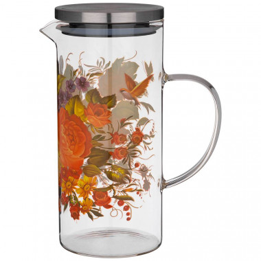 Кувшин &quot;РОСКОШНЫЙ САД&quot; 1400мл. жаропрочное боросиликатное стекло — Posudio