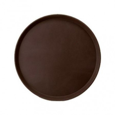 Поднос кругл полипр. прорез коричн  36см P.L. — Posudio