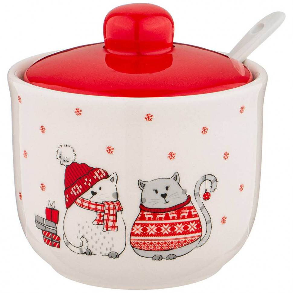 САХАРНИЦА С ЛОЖКОЙ КОЛЛЕКЦИЯ "CHRISTMAS GIFT" 300МЛ 9.8X9.8X10 СМ фото 1 — Posudio