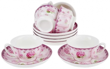 Кофейный сервиз 12пр. (6 персон) 80мл. &quot;Розовая гортензия&quot; PSM0661183 — Posudio