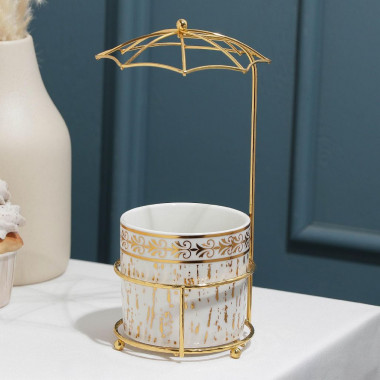 Конфетница "Gold.Зонтик" 220 мл, 9х21 см &mdash; Posudio