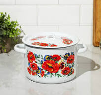 Кастрюля 4,5л белосн. Маки мечта — Posudio