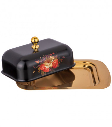 МАСЛЕНКА AGNESS c  металл. крышкой&quot;РОСКОШНЫЙ САД&quot; 19*12*7см. — Posudio