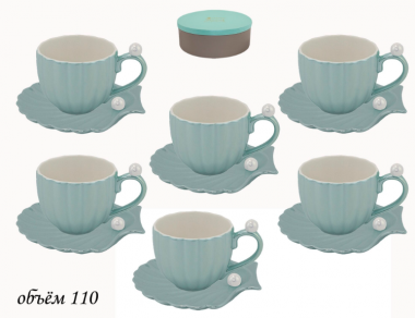 Кофейный набор 12пр. 110 мл в под.уп.(х8)Фарфор 106-106 — Posudio