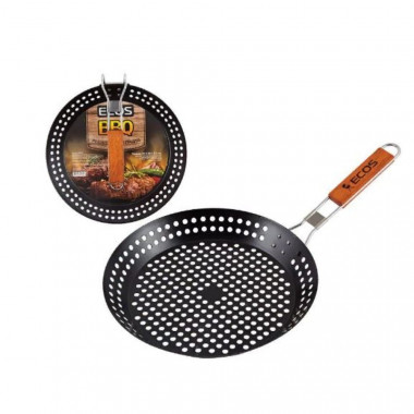Решетка для гриля круглая с антипригарным покрытием и деревянной ручкой ECOS 24031D (30х30х5см) &mdash; Posudio