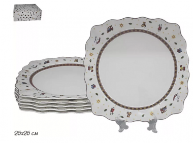 Набор из 6 тарелок 26см. НОВЫЙ ГОД в под.уп.(х6) Фарфор 105-615 — Posudio