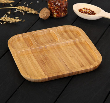 Менажница Доляна Striata, 4 секции, 20×20×1,5 см — Posudio