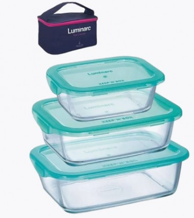 Набор контейнеров KEEP'N'BOX 3пр.(380мл. 820мл. 1220мл.)+термосумка(тюркуаз) в подарок — Posudio