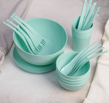 Набор для пикника и барбекю 4перс. цвет мята &mdash; Posudio