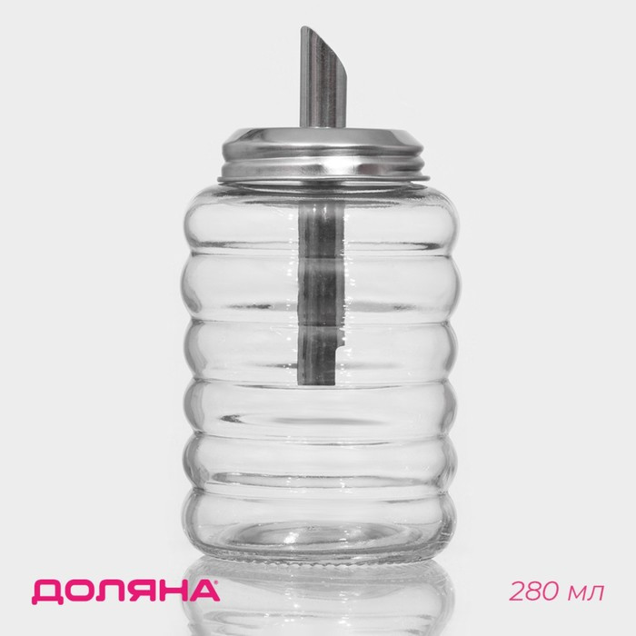 Сахарница стеклянная с дозатором «Волны», 280 мл, 7×13,5 см фото 1 — Posudio
