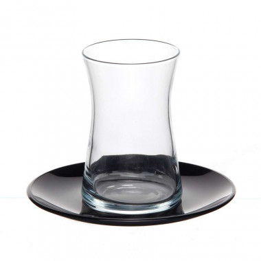 Чайный набор 150мл. из 6 чайных пар (блюдца черные) — Posudio