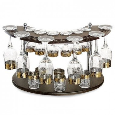 Набор с барной стойкой 19пр.  с рис&quot;Барокко&quot; (Гусь Хрусталь) — Posudio