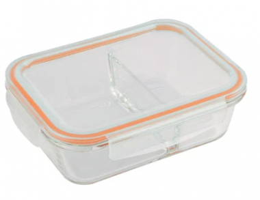 Контейнер GUSTO, 600мл. 2секц.  из жаропроч. стекла с крышкой с защелками, темп режим -40 до +300С — Posudio