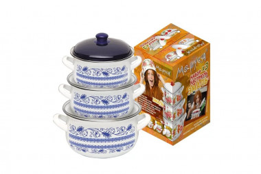 Набор эмал.кастрюль 3пр(2л,3л,4л) Маруся Морозко 1000 — Posudio