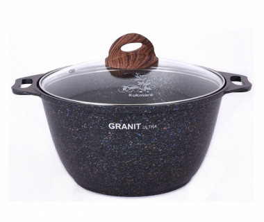 Кастрюля 8л. со стекл. крышкой Granit ultra(blue) &mdash; Posudio