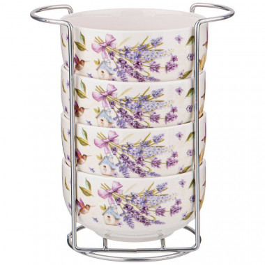 Набор салатников на металл. подставке "Прованс лаванда" 11*5,5см.(4шт.) &mdash; Posudio