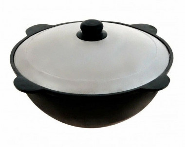 Казан чугунный 10л. плоское дно с крышкой 38см. &mdash; Posudio