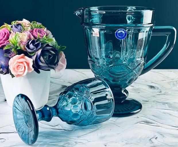 Набор графин и 6 бокалов 250 мл в под.уп.(х4) Синий 588-434 фото 1 — Posudio