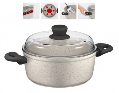 Кастрюля с антипригарным покрытием, с крышкой, 24 см/4,2 л, Nadoba Marmia, NAD728311 — Posudio