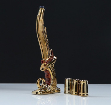 Винный набор &quot;Нож Барракуда&quot; штоф 0,35 л булат, серебро — Posudio