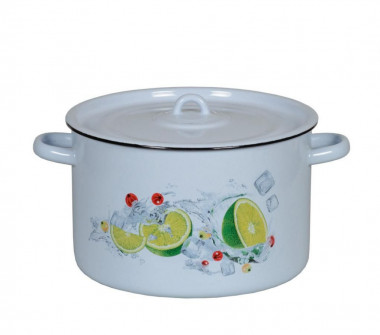 Кастрюля 9л цил. с рис Мохито белосн. — Posudio