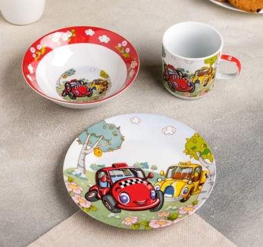 Набор детской посуды" ТАКСИ" 3пр. &mdash; Posudio