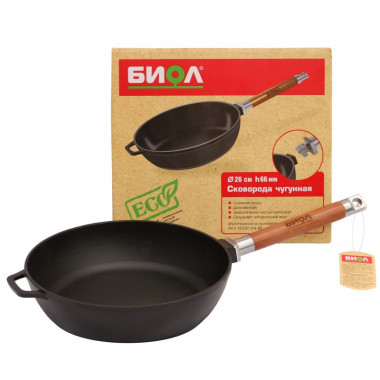 Сковорода-сотейник 260мм чуг. съемн.ручк. б/крыш. (БИОЛ), 0326 — Posudio