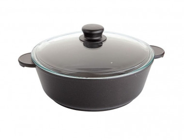 Жаровня АП литая 5,5л 32см стеклянная крышка Маруся 3332ж — Posudio