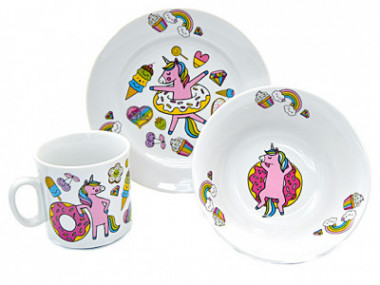Набор посуды 3пр. "ЕДИНОРОЖКИ" Идилия &mdash; Posudio
