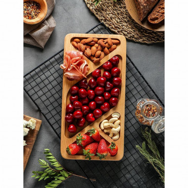 Менажница прямоугольная, береза, 5 секций, 30x15x1,8 см — Posudio