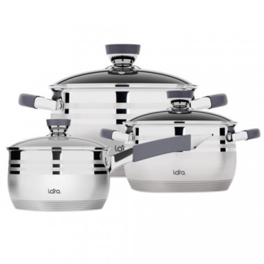 Набор посуды LR-02-122(LARA  MERCURY) 6пр. 2.9+4.9л.+сотейник 2.1л. — Posudio