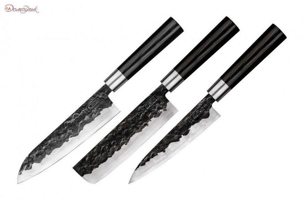 Набор:нож кухон.Накири  168мм. гвоздичное масло. салфетка Samura Blacksmith фото 1 — Posudio