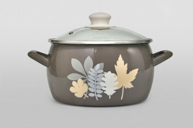 Кастрюля 2,4л. глуб 16см.стекл.крышк.&quot;Осенняя соната&quot; — Posudio