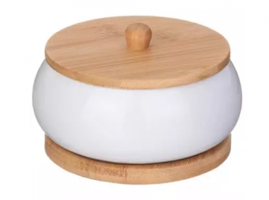 БАНКА С ДЕРЕВ. КРЫШКОЙ LEFARD "NATIVE" 11,5*8  СМ НА ДЕРЕВ. ПОДСТАВКЕ  587-189 &mdash; Posudio