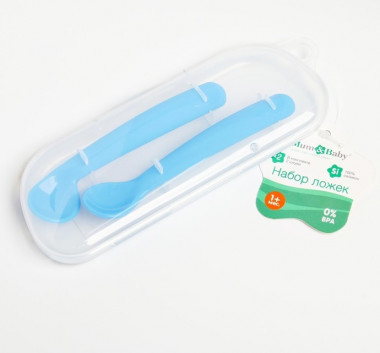 Набор детск. ложечек для кормления  2шт. цвет голубой &mdash; Posudio