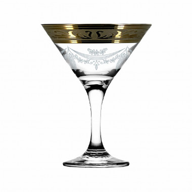 Набор 6 бокалов для мартини с рис &quot;Русский узор&quot; (Гусь Хрустальный) GE09-410 — Posudio