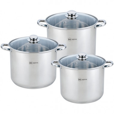 Набор кастрюль  RS/CW 2501-06 6 пр./ 5,8 л; 7,4 л; 9,1 л.;/5-шаговое дно (х4) — Posudio