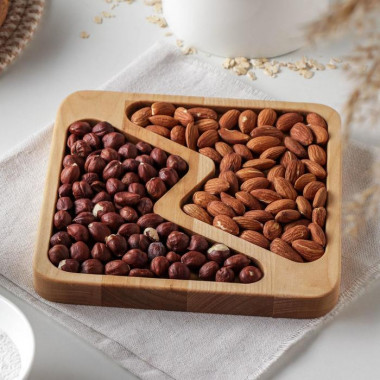 Менажница квадратная Доляна «Авеллино», 20×20 см, 2 секции, берёза, пропитана маслом — Posudio