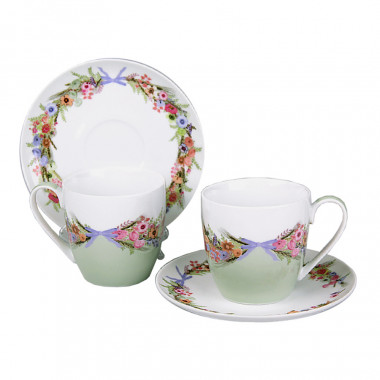 Чайный сервиз 250мл 4 предмета Domenik Crown of Flowers DM9594 — Posudio