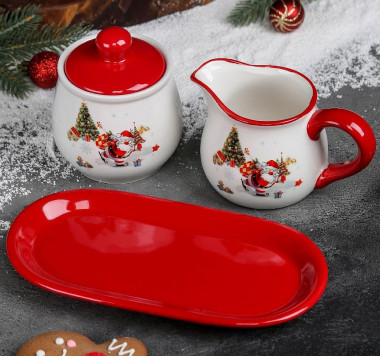 Набор серв. 2шт.&quot;На встречу Новому Году&quot; молочник 270мл. сахарница 310мл. — Posudio