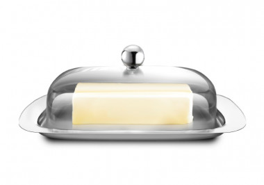 Масленка нерж. сталь, прозр. крышка, матовая полировка LARA 00-39 — Posudio