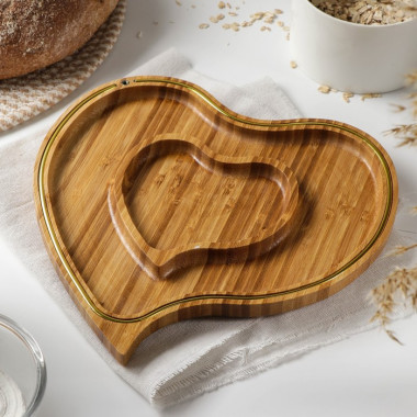 Менажница Доляна «Цветение», 2 секции, d=26 см, бамбук — Posudio