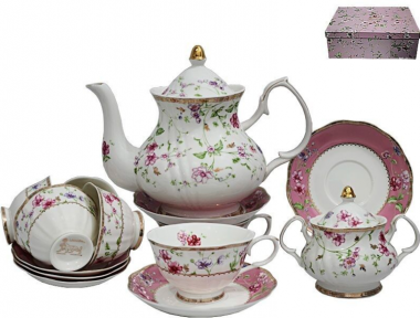 Чайный сервиз 16пр. 250 мл РОЗАЛИ в под.уп.(х3)Фарфор 105-087 — Posudio